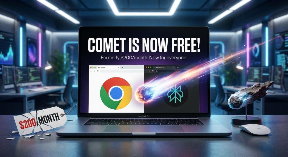 挑战谷歌 Chrome：Perplexity AI 浏览器 Comet 现宣布向