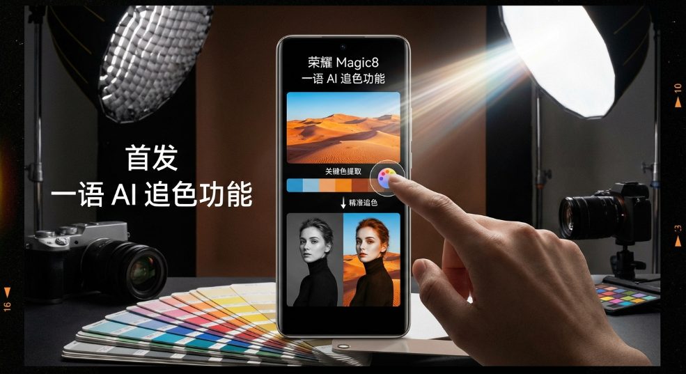 荣耀 Magic8 手机将首发一语 AI 追色功能，可实现“检索目标图片、关键色