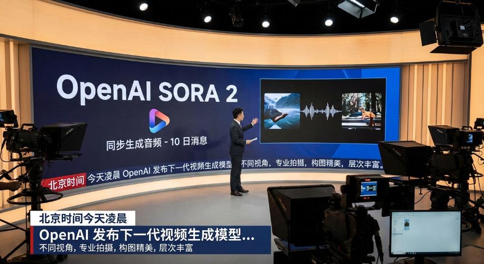 OpenAI 推出家族最强视频生成模型 Sora 2，还能同步生成音频第二张图