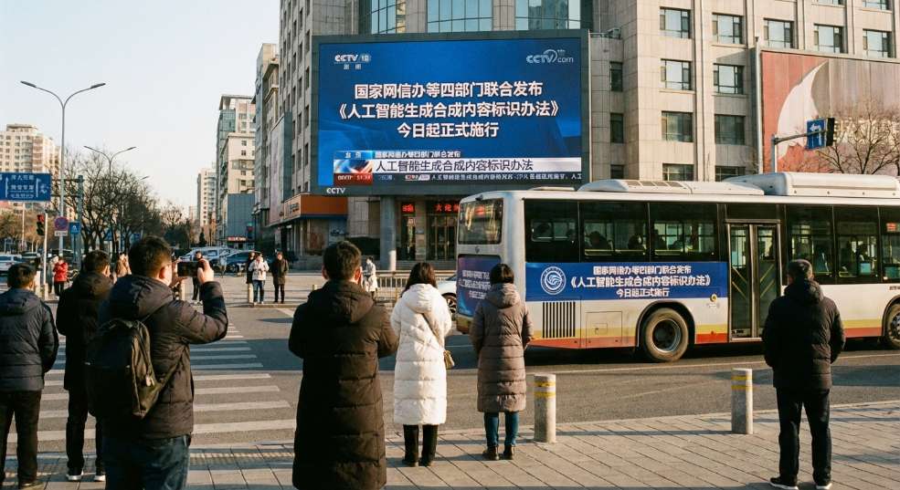 AI 生成内容必须“亮明身份”，《人工智能生成合成内容标识办法》施行第一张图