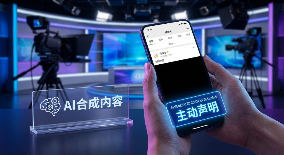 微信：用户发布的公众号 / 视频号等内容为 AI 生成合成的，需主动进行声明