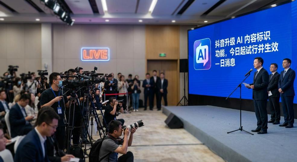 抖音升级 AI 内容标识功能，今日起试行并生效第二张图