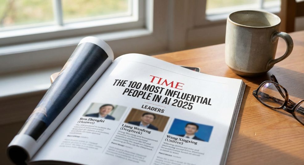 《时代》公布 2025 全球 AI 领域百大影响力人物：华为任正非、DeepSeek 梁文锋、宇树王兴兴等入选「领导者」榜单第一张图