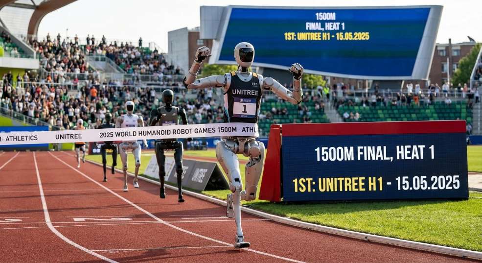 2025 世界人形机器人运动会:宇树拿下 1500 米田径决赛第 1 组第一名 2025 世界人形机器人运动会:宇树拿下 1500 米田径决赛第 1 组第一名第一张图