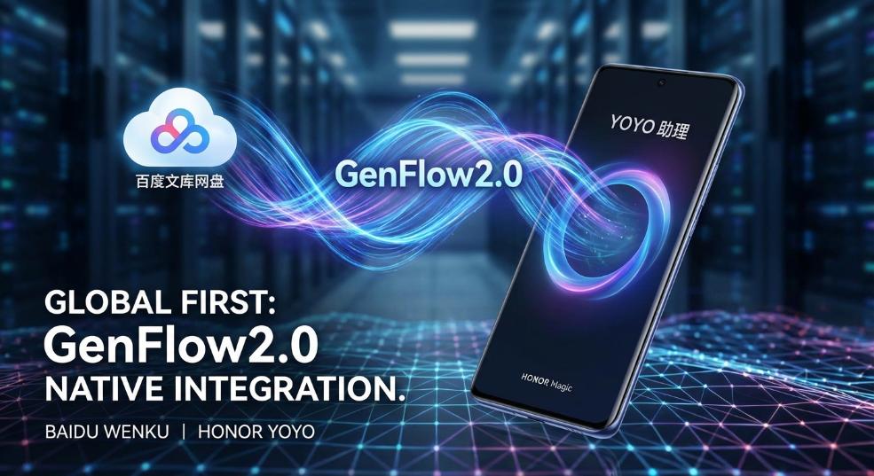 百度文库网盘发布全球首个全端通用智能体 GenFlow2.0，原生融入荣耀手机 