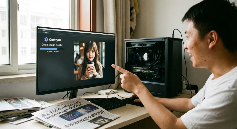 通义千问 ComfyUI 上线 Qwen-Image distilled:家用消费级显卡即可运行,高质量图片生成只需 10 步 5 秒 通义千问 ComfyUI 上线 Qwen-Image distilled:家用消费级显卡即可运行,高质量图片生成只需 10 步 5 秒第一张图