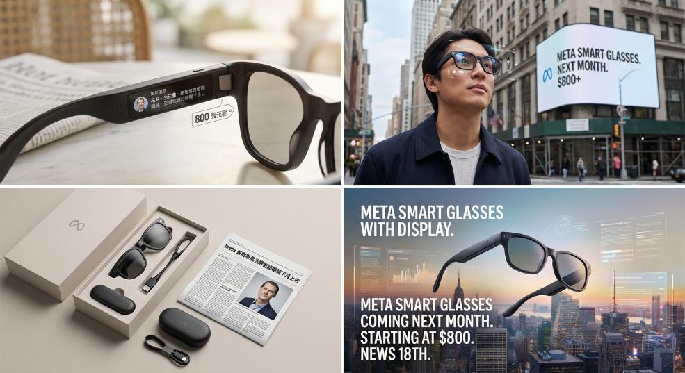 Meta 首款带显示屏的智能眼镜下月上市,售价 800 美元起 Meta 首款带显示屏的智能眼镜下月上市,售价 800 美元起第二张图