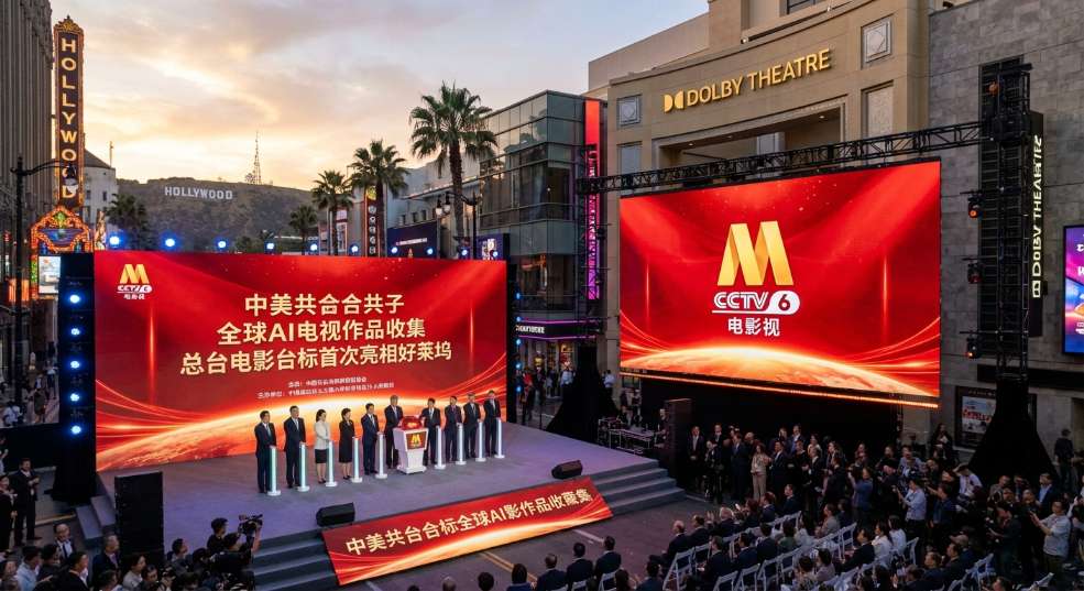 中美合办：全球 AI 影视作品征集活动在洛杉矶启动，总台电影台标首次亮相好莱坞