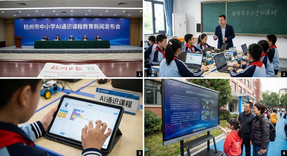 杭州：新学期将在中小学全面开展 AI 通识课程教育，每学年不少于 10 课时第二张图