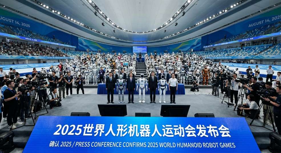 全球 500 余台人形机器人共赴「冰丝带」，首届世界人形机器人运动会 8 月 14 日开幕第二张图