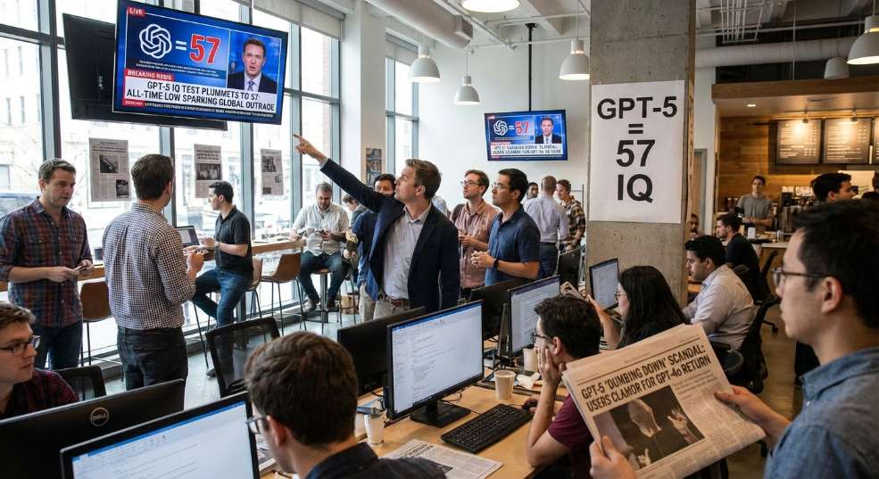 GPT-5 智商测试 57 分垫底再次引爆全网，创下了模型中最差的记录第一张图