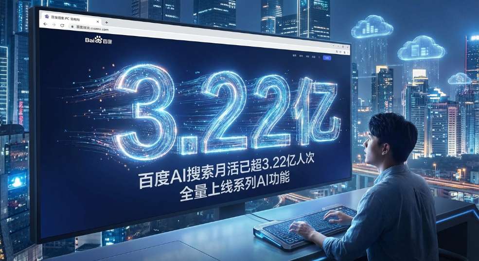 百度搜索 PC 端首页全量上线系列 AI 功能，AI搜索月活已超 3.22 亿人