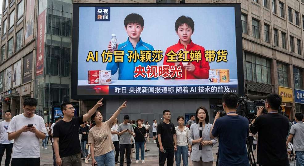 央视曝光 AI 仿冒孙颖莎全红婵带货第一张图