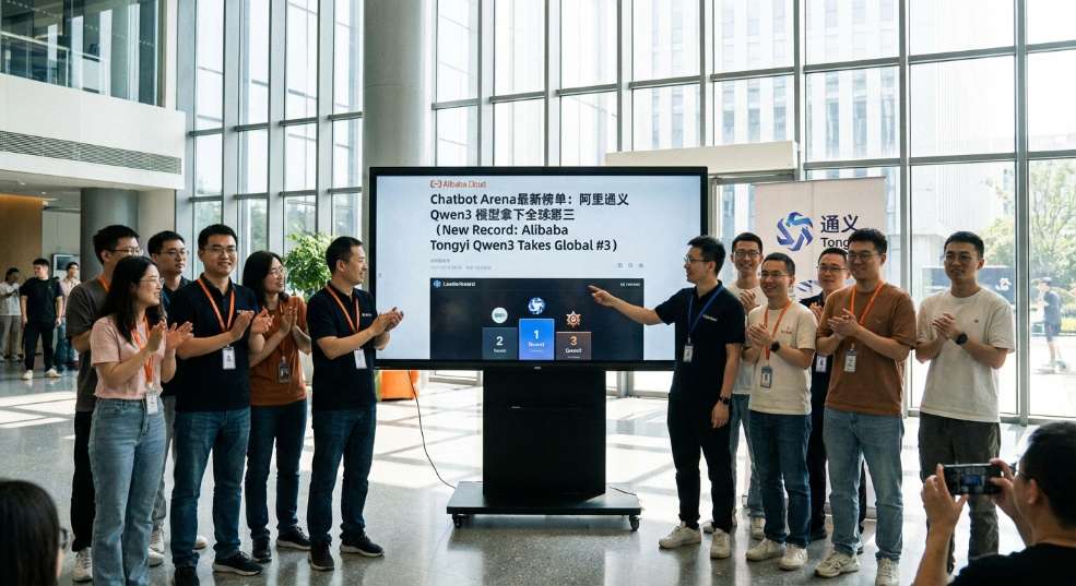 开源大模型得分新纪录，阿里通义 Qwen3 模型拿下全球第三第一张图