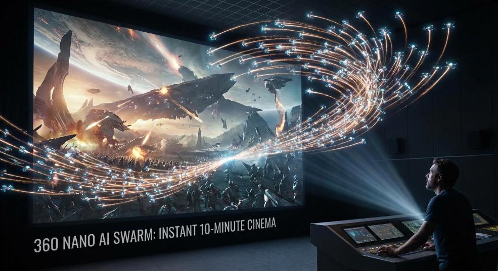 360 纳米 AI 升级为首个“多智能体蜂群”，一句话即可生成 10 分钟“电影