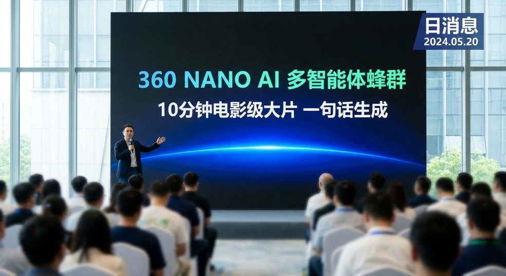 360 纳米 AI 升级为首个“多智能体蜂群”，一句话即可生成 10 分钟“电影级”大片第一张图
