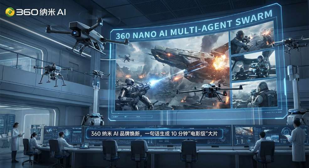 360 纳米 AI 升级为首个“多智能体蜂群”，一句话即可生成 10 分钟“电影级”大片第二张图