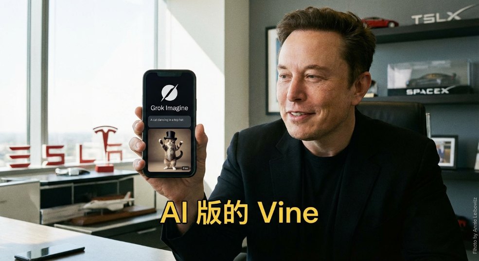 马斯克宣布推出文本转视频 AI 工具 Grok Imagine,称其为“AI 版的 Vine” 马斯克宣布推出文本转视频 AI 工具 Grok Imagine,称其为“AI 版的 Vine”第一张图