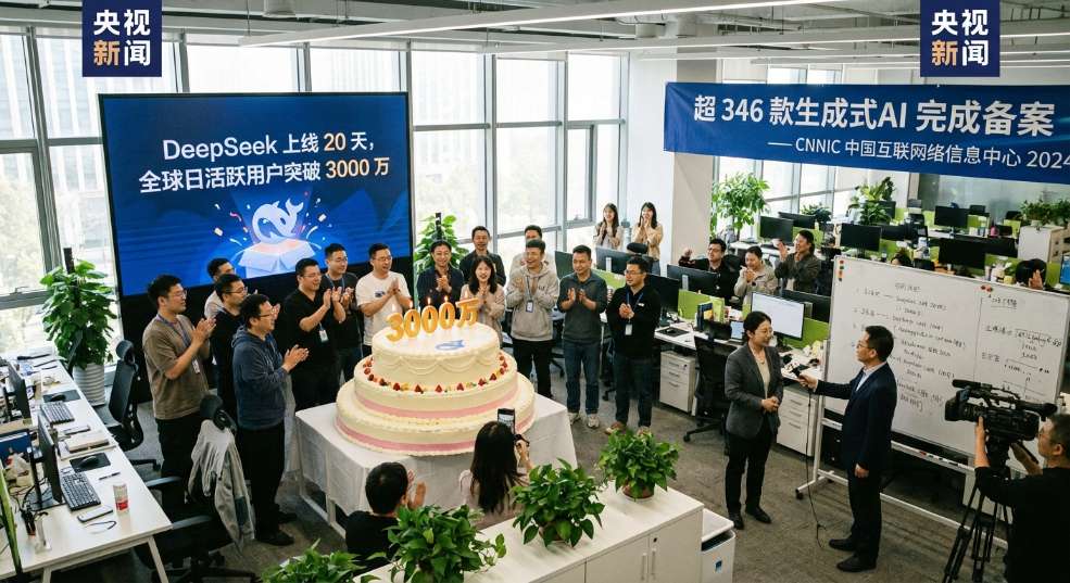 超 346 款生成式AI 完成备案：DeepSeek 上线 20 天全球日活跃用户即突破 3000 万第一张图
