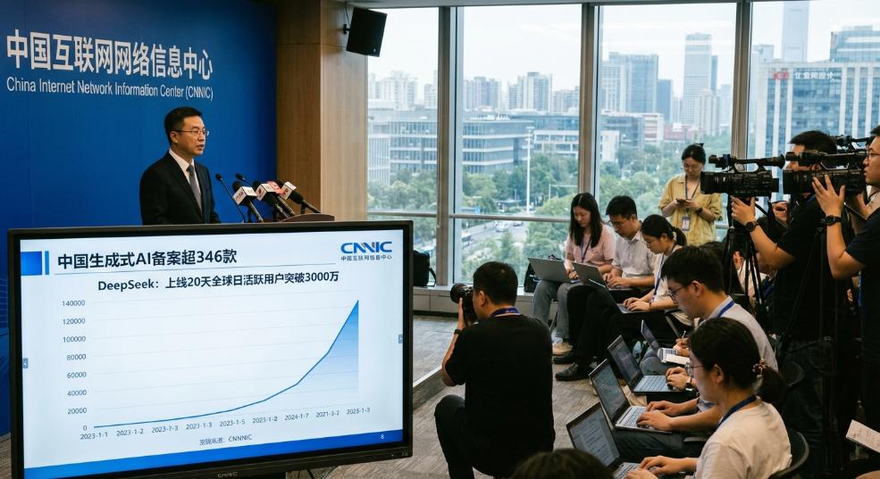 超 346 款生成式AI 完成备案：DeepSeek 上线 20 天全球日活跃用户即突破 3000 万第二张图