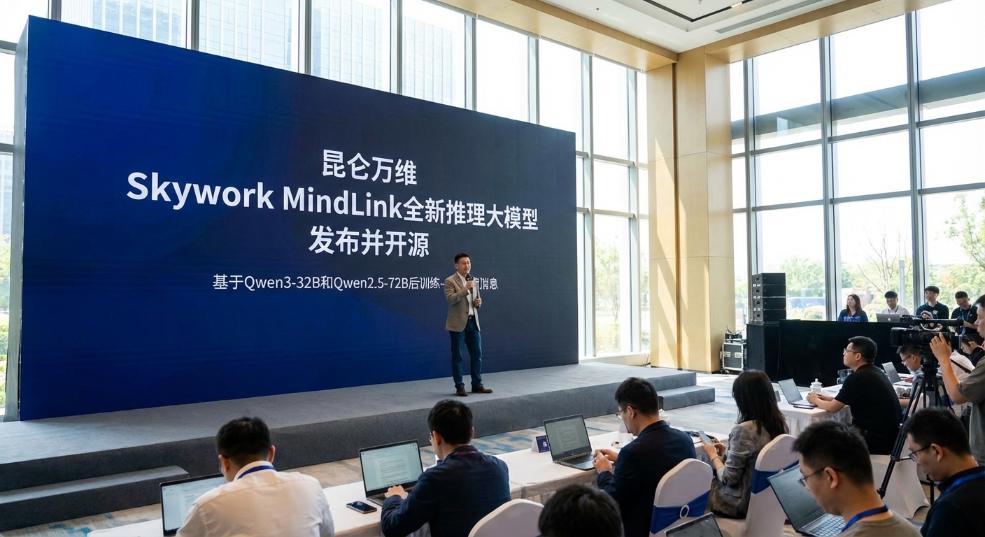 昆仑万维发布并开源全新推理大模型 MindLink,基于 Qwen3-32B 和 Qwen2.5-72B 进行后训练 昆仑万维发布并开源全新推理大模型 MindLink,基于 Qwen3-32B 和 Qwen2.5-72B 进行后训练第一张图