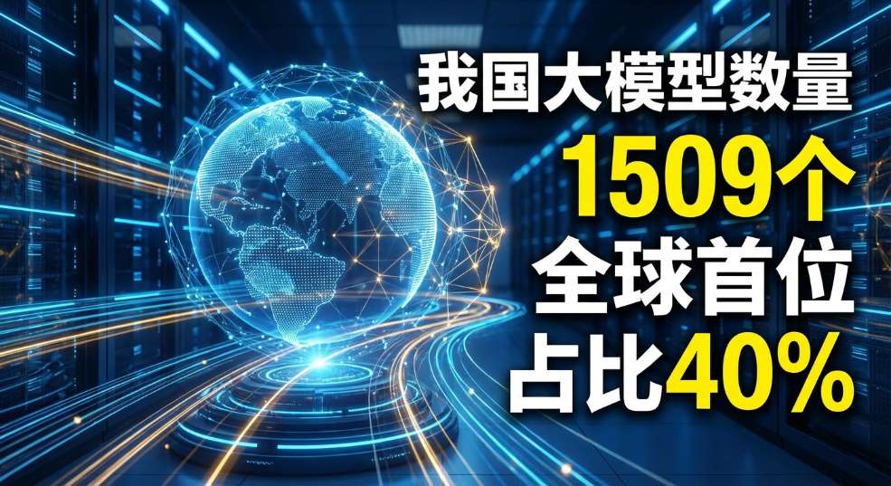 我国大模型数量居全球首位，达到 1509 个、占比达 40%