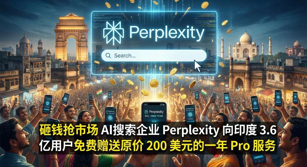 砸钱抢市场，AI搜索企业 Perplexity 向印度 3.6 亿用户免费赠送原