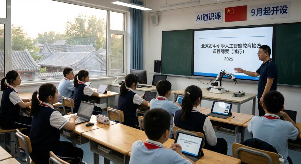 北京中小学 9 月起开设 AI 通识课，从小学到高中不同阶段开设对应课程第一张图