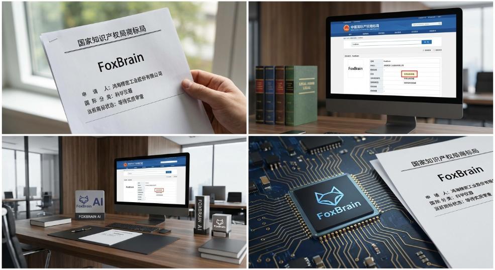 鸿海富士康申请注册旗下首款 AI 推理大模型“FoxBrain”商标，当前状态“等待实质审查”第二张图