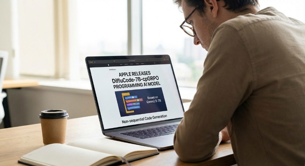 苹果发布 DiffuCode-7B-cpGRPO 编程 AI 模型：基于 Qwen2.5-7B，可不按顺序生成代码第一张图