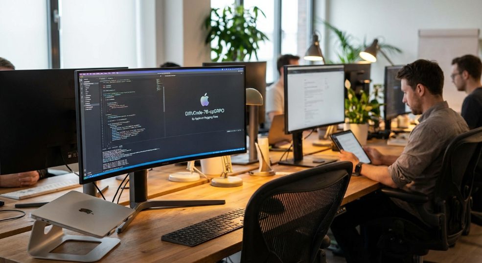 苹果发布 DiffuCode-7B-cpGRPO 编程 AI 模型：基于 Qwen2.5-7B，可不按顺序生成代码第二张图