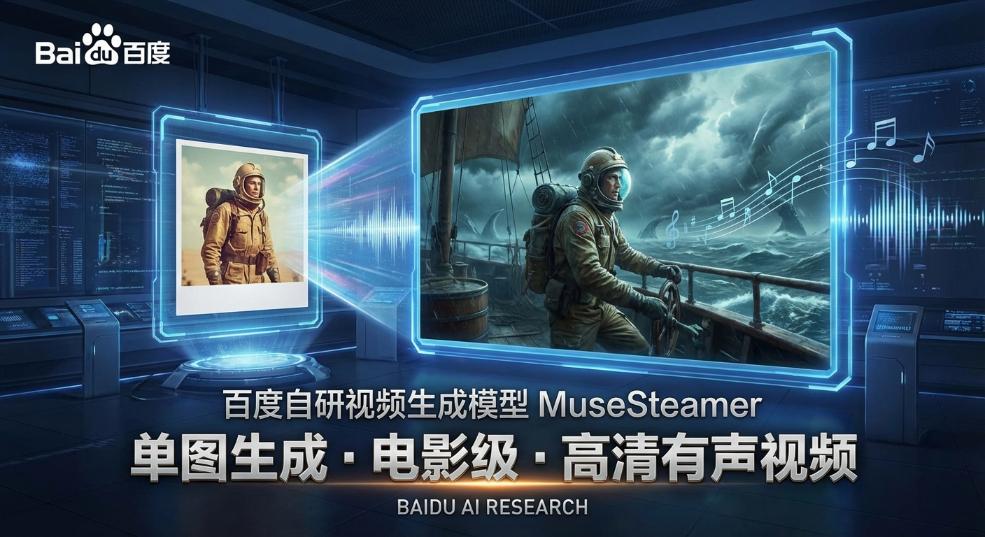 百度发布自研视频生成模型 MuseSteamer：一张图即可生成电影级高清有声视