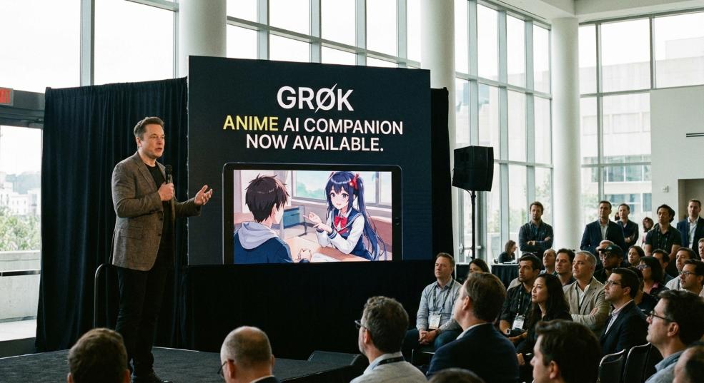 马斯克宣布 Grok 上线动漫 AI 伴侣功能，部分免费用户亦可试用第一张图