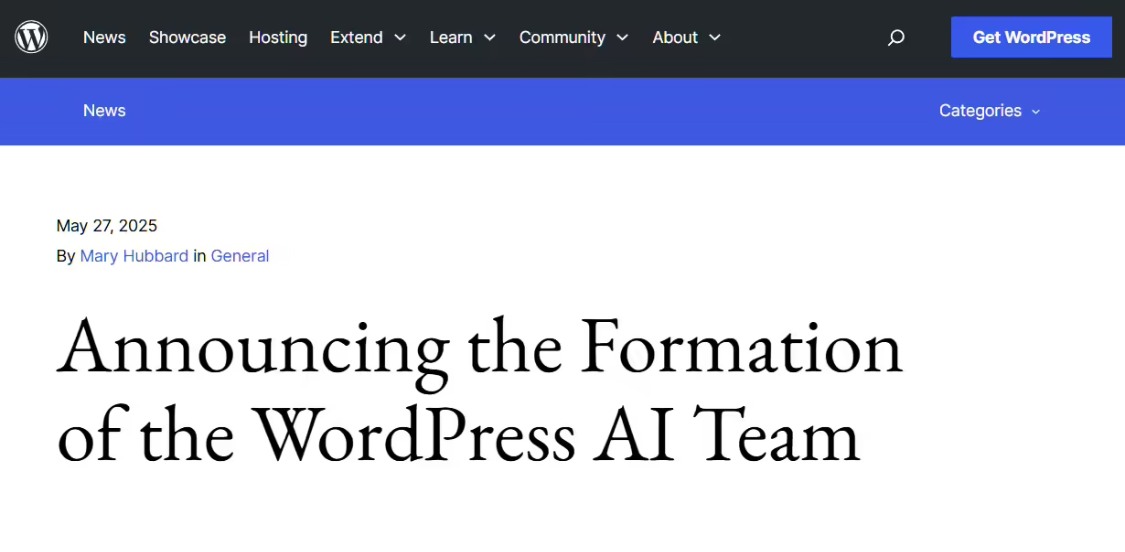 WordPress 成立 AI 团队：从“提供插件”上升到“平台战略”